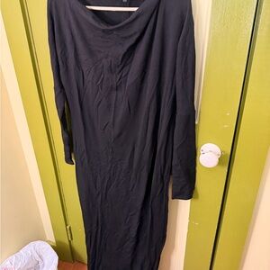 BLEUSALT Elegant Black Long Sleeve Dress